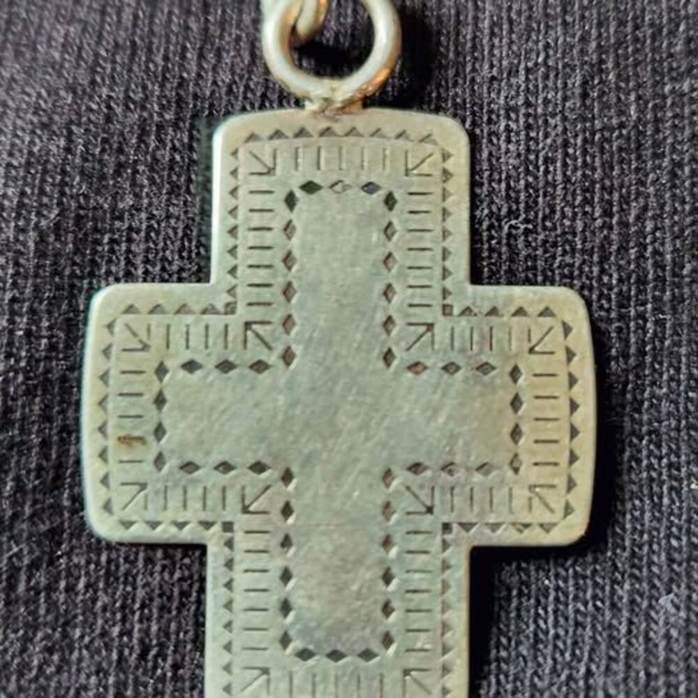 Vintage Sterling Silver Southwestern Cross Pendant Hand Stamped